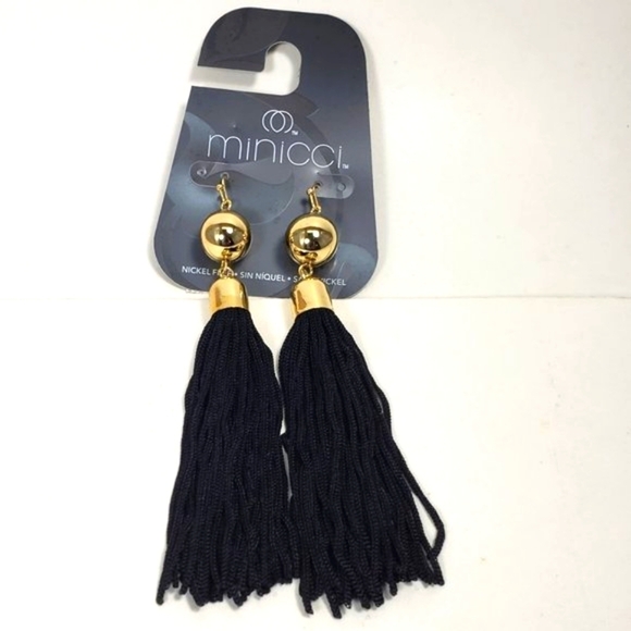 Black Tassel Fringe Dangle Earrings – Gold Women’s Statement Fashion Jewelry - Picture 5 of 8